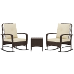 Outsunny Three-Piece Rocking Chair Rattan Bistro Set - Brown