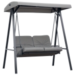 Outsunny Balansoar de Grădină 2 Locuri cu Acoperiș Reglabil și Perne, 144x117x173 cm, Gri Închis