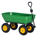 Outsunny Carrello da Giardino 125L in Acciaio e PP con Vasca ribaltabile e Maniglia, 118x58x102 cm, Verde