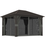 Outsunny 3.6 x 3 m Aluminium Hardtop Gazebo, with Accessories - Dark Grey