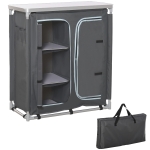 Outsunny Cucina da Campeggio Doppio Armadietto, 3 Mensole e Sacca di Trasporto, Telaio Alluminio 96Lx49.5Px104cm Grigio