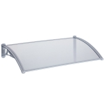 Outsunny Pensilina da Esterno 140x70x21 cm in Plastica e Alluminio per Balconi, Porte e Finestre, Grigio