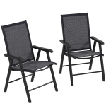 Outsunny Conjunto de 2 Cadeiras Dobráveis para Exterior Cadeiras para Jardim com Textilene e Metal  58x64x94 cm Cinza Escuro