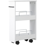 kleankin Vielseitiger platzsparender Küchenwagen aus MDF-Holz und Rädern, 42,5x20,3x66,7cm, Weiß