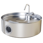 PawHut Katzenbrunnen 7L mit LED-Licht und Dreifachfiltration, aus Edelstahl 304, 30,5x31,2x19,3 cm, Silber