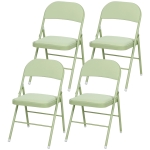 HOMCOM Set mit 4 klappbaren und tragbaren Innenstühlen mit gepolsterten Sitz- und Rückenlehnen aus Samt, Stahlrahmen, grün