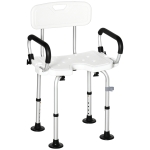 HOMCOM Shower Chair with Back and Arms Adjustable Shower Stool for Senior Disabled