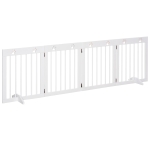 PawHut Folding Freestanding Pet Gate, 4 Panel 61cm Tall Wooden Dog Barrier with Support Feet up to 204cm Long, for Doorway Stairs