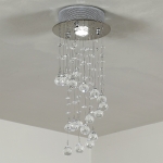 HOMCOM Metal Crystal Ceiling Light Chandelier Elegant Pendant Lamp Living Room Stairway Spiral Rain Drop Pendant Lamp Silver