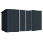 Outsunny 11 x 5.6ft Galvanised Steel Garden Shed, Metal Shed, Garden Storage Shed with Lockable Doors and Gloves for Outdoor Patio, Garden, Grey
