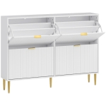 HOMCOM Meuble à chaussures 20 paires avec 4 tiroirs rabattables, portes cannelées et étagères réglables, 105x24x91,5cm, blanc