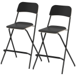 HOMCOM 2-Stuks Set Barstoelen, Opvouwbare Barstoelen met Stalen Frame, voor Keuken, Eetkamer, Zwart