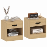 HOMCOM Set di 2 Comodini con Cassetto e Scomparto Aperto per Salotto 39x28x41 cm Naturale