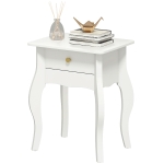 HOMCOM Table Basse avec Tiroir en Style Français avec Jambes Courbées, 45x35x55 cm, Blanc