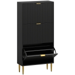 HOMCOM Elegant Three-Drawer Shoe Cabinet - Black