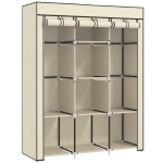 HOMCOM Fabric Wardrobe, with Rails and Shelves - Cream White