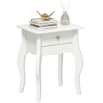 HOMCOM Tavolino da Salotto con Cassetto in Stile Francese con Gambe Curve, 45x35x55 cm, Bianco