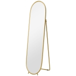 HOMCOM Grand miroir sur pied, miroir ovale, cadre en métal doré, avec support pour entrée, chambre, dressing, 40 x 160 cm