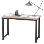 HOMCOM Mesa de Escritorio con Marco de Acero y Patas Ajustables Mesa de Estudio para Oficina Hogar 120x60x76 cm Negro y Natural