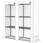 Outsunny Serre d'Extérieur avec Toit Incliné 3 Étagères 2 Portes à Fermeture Éclair et Cadre en Acier 144x48x152 cm Blanc