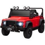 AIYAPLAY Voiture Électrique pour Enfants 3-5 Ans Land Rover Officiel 12V avec Télécommande, Suspensions, Lumières LED, Rouge