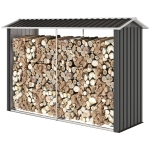 Outsunny Range-bûches avec Structure en Acier Galvanisé et Base Surélevée, 240x86x160cm, Noir