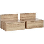HOMCOM 2 Mesas de Cabeceira Flutuante Conjunto de 2 Mesas de Cabeceira de Parede com Gaveta 43x36,5x30,5 cm Madeira