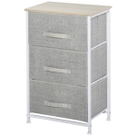 HOMCOM Meuble de rangement chiffonnier moderne 3 tiroirs en tissu, cadre en acier et MDF, 45 x 30 x 71 cm, gris