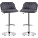 HOMCOM Juego de 2 Taburetes de Cocina Taburetes Altos con Altura Ajustable Asiento Giratorio 43x45x81-101 cm Gris
