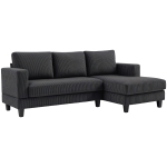 HOMCOM Canapé d'angle en velours côtelé 3 places avec méridienne et coussin à ressorts épais, largeur 214 cm, gris foncé