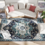 HOMCOM Boho Teppich rutschfest und waschbar Kurzflor für Wohnzimmer und Schlafzimmer, 230x160 cm, Mehrfarbig
