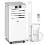 HOMCOM 10000 BTU Air Conditioning Unit, 4-in-1 Portable Air Conditioner, Dehumidifier, Cooling, Fan, Sleep Mode, with Remote Control, LED Display, 2 Speeds, 24H Timer, Window Venting Kit, 22m²