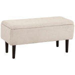 HOMCOM Banco de Armazenamento em Borrego Capacidade 47L Tampa Abatível e Pés de Madeira de Borracha Carga 120 kg 95x38x45 cm Bege