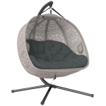 Outsunny Hängesessel mit Gestell, Eiförmiger Hängeschaukel mit abnehmbarem waschbarem Kissen, Hängematte für 2 Personen, Schaukelsessel Indoor Outdoor, Sand+Schwarz