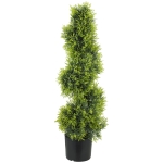 HOMCOM Kunstmatige Cyperus 90 cm Kunstplant in Spiraalvorm, Plastic Kunstplanten in Pot, Moderne Decoratie