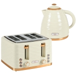 HOMCOM Set Tostapane e Bollitore 2-in-1, 7 livelli di tostatura, funzione di scongelamento e riscaldamento, Beige