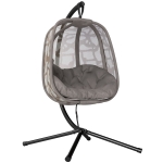 Outsunny Silla Colgante con Soporte de Acero Sillón Colgante Hamaca con Cesta Plegable y Cojines para Interiores y Exterior Carga 120 kg 126x96x172 cm Marrón