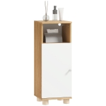 HOMCOM Mobiletto Bagno Salvaspazio con Armadietto a 2 Ripiani e Vano Aperto, 30x30x79.7 cm, Bianco e Legno