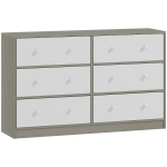HOMCOM Chest of Drawers, Dresser with 6 Fabric Drawers - White and Grey