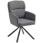 HOMCOM Gevoerde Eetkamerstoel, Keukenstoel met Dikke Bekleding, Armleuningen, Metaalvoeten, Grijs