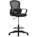 Vinsetto Drafting Chair with Adjustable Footrest, Ergonomic Mesh Office Chair with Lumbar Support, Adjustable Height for Standing Desk, Black