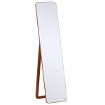 HOMCOM Espelho de pé de Corpo Inteiro Retangular Espelho de Parede com 2 Formas de Uso Estrutura de Madeira de Pinho para Dormitórios Sala de Estar Corredor 37x43x156cm Nogueira
