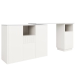 360° Swivelling Bar Table with Marble Worktop, Open Storage Compartments, Ideal for Kitchen, Living Room, 198.5L x 30W x 72.5H cm, White