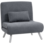 HOMCOM Poltrona imbottita con funzione letto, design 2-in-1, poltrona letto, letto per ospiti, rivestimento in tessuto, con cuscino, Grigio scuro