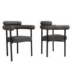Set of 2 Modern Dining Chairs with High-Density Sponge, Sturdy Iron Frame, Ergonomic Faux Suede Armchair, 70L x 62W x 85H cm, Gray