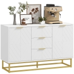 HOMCOM Aparador Moderno Aparador para Salón con 3 Cajones 2 Puertas y Estante Ajustable Mueble Auxiliar para Salón Cocina Antivuelco 120x40x76 cm Blanco