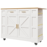 Kitchen Island Trolley with Adjustable Worktop, Easy Stability, Rolling Cart with Drawers and Storage Racks, 120L x 40W x 90H cm, White