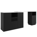 360° Swivelling Kitchen Island with Marble Worktop, Storage Compartments, Bar Table for Kitchen, Living Room, 198.5L x 30W x 72.5H cm, Black