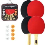 SPORTNOW Set da Ping Pong con 4 Racchette da Ping Pong, 8 Palline e Astuccio Tragabile da Interno & Esterno