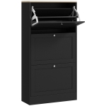 HOMCOM Meuble à chaussures style scandinave 3 portes abattants 18 paires de chaussures 60 x 23,5 x 115 cm noir aspect bois